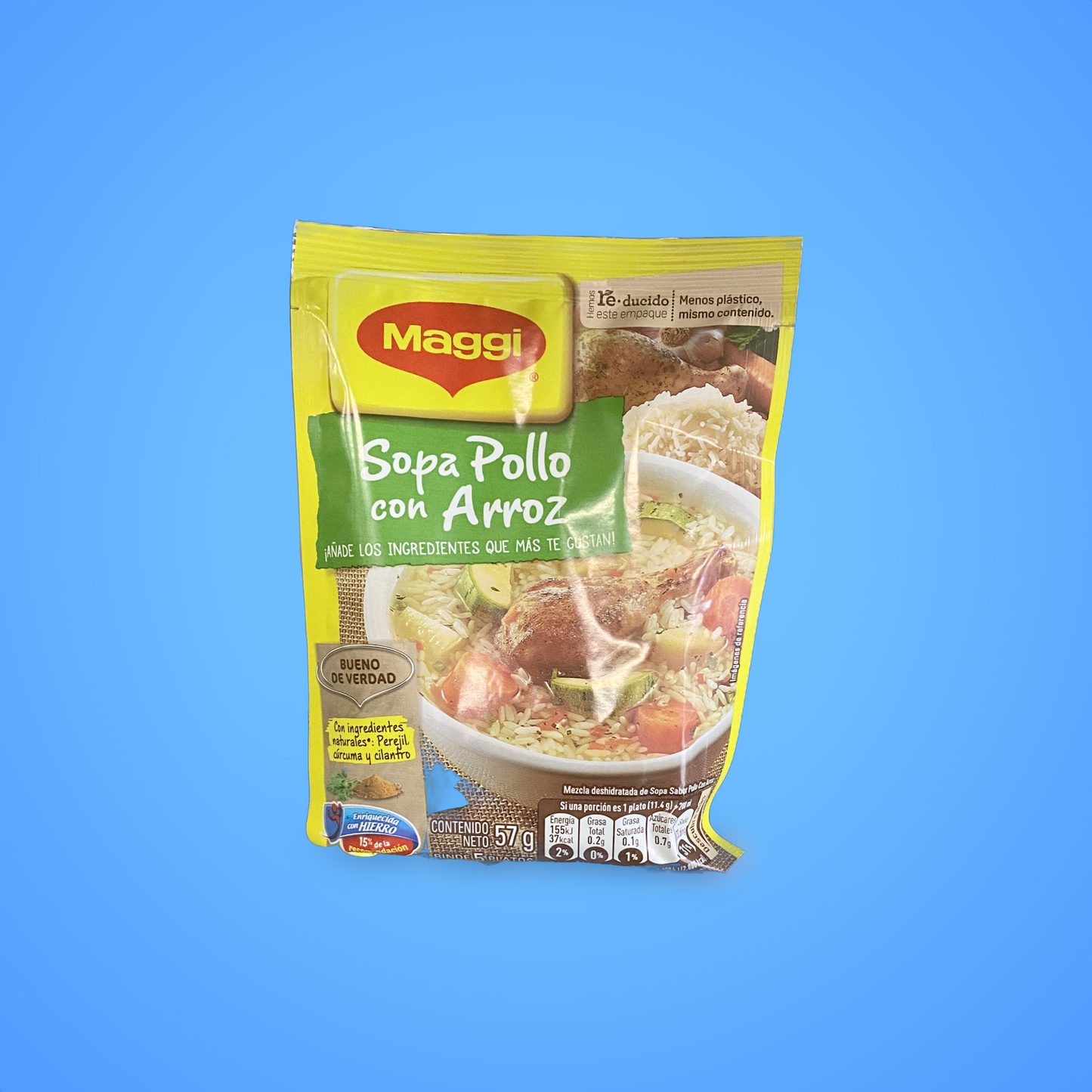 Sopa de pollo magui con arroz