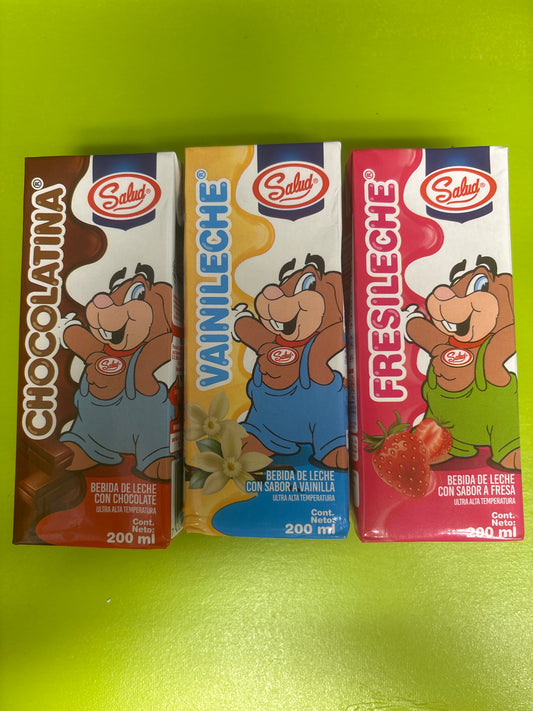 Chocolatina,fresileche y vainileche los 3 sabores por $7.50