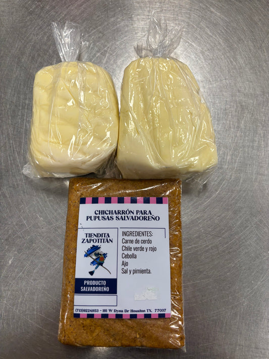 Especial para pupusas 2 libras de quesillo y una de chicharrón 100% salvadoreño por $22.00