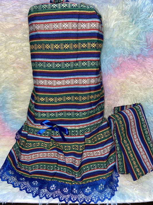 Set vestido de licuadora y manta,en tela típica